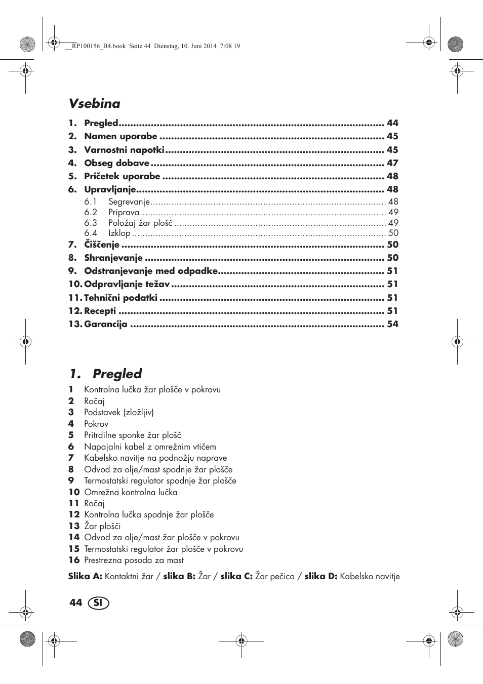 Vsebina, Pregled | Silvercrest SKG 1700 A2 User Manual | Page 46 / 100