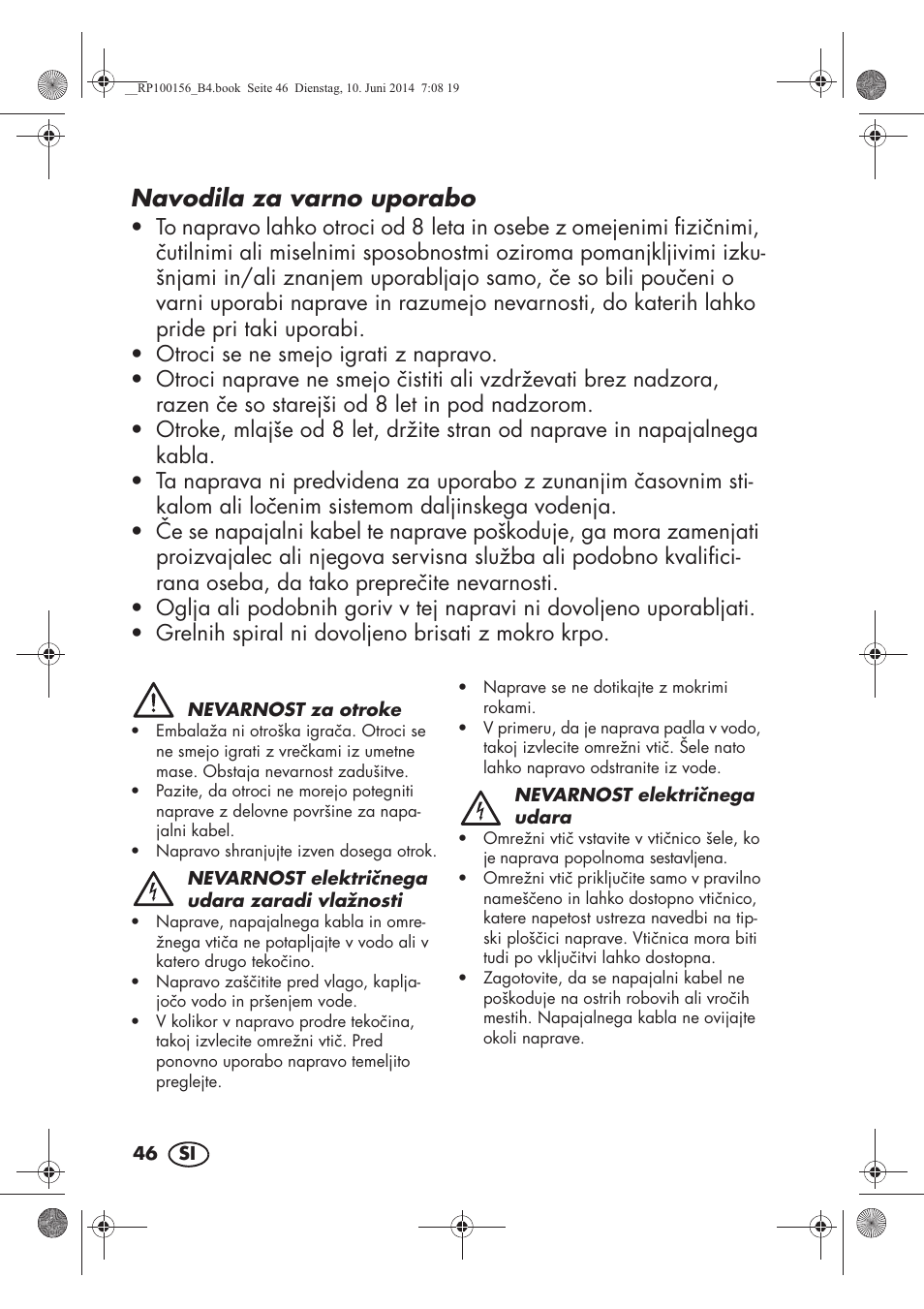 Navodila za varno uporabo | Silvercrest SKG 1700 A2 User Manual | Page 48 / 100