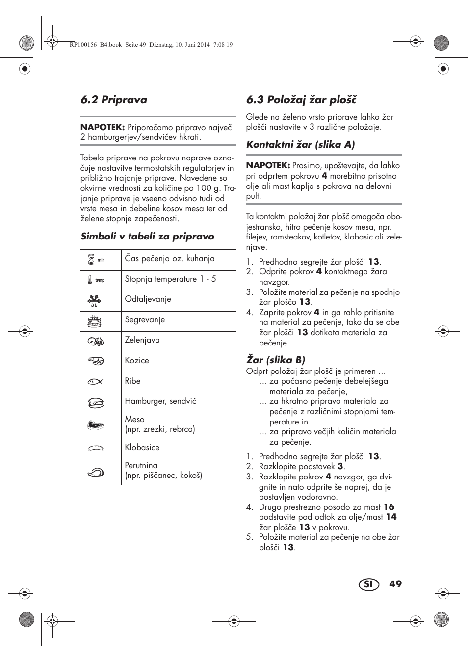 2 priprava, 3 položaj žar ploš | Silvercrest SKG 1700 A2 User Manual | Page 51 / 100