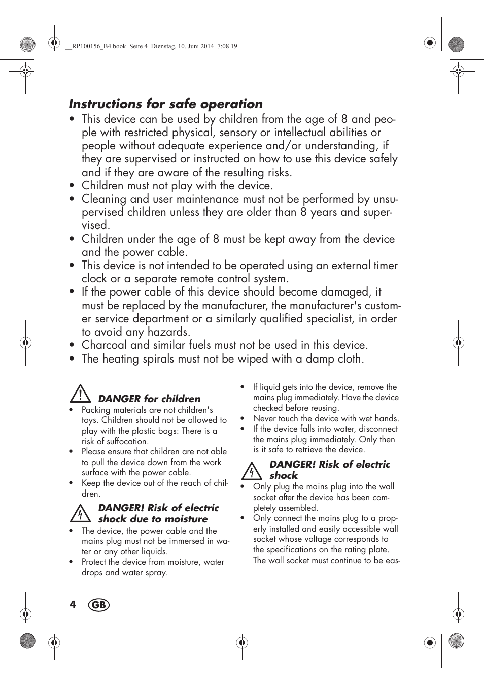 Instructions for safe operation | Silvercrest SKG 1700 A2 User Manual | Page 6 / 100