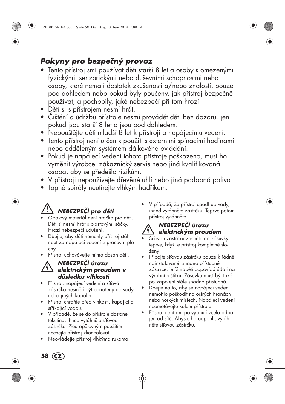 Pokyny pro bezpený provoz | Silvercrest SKG 1700 A2 User Manual | Page 60 / 100