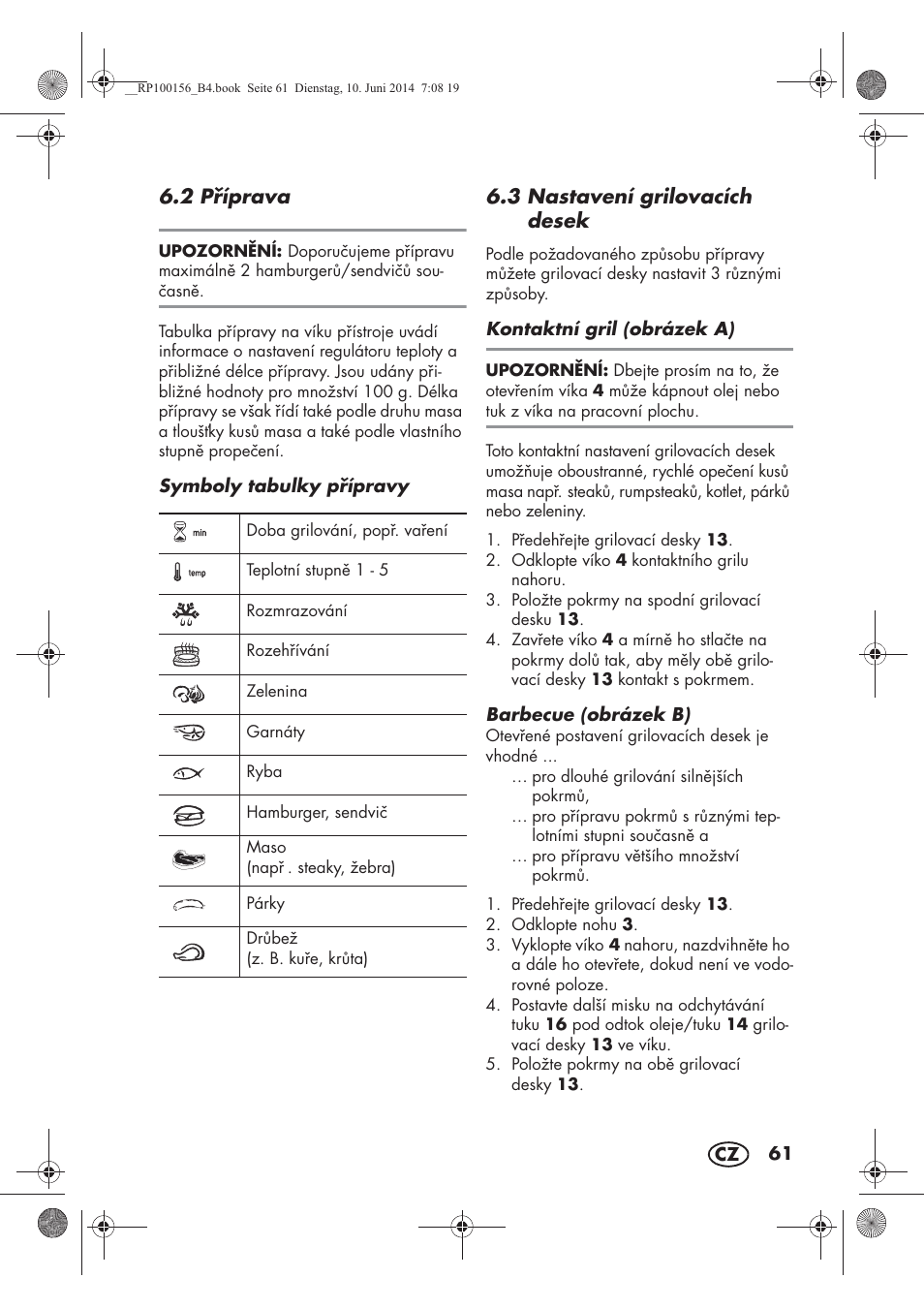 2 píprava, 3 nastavení grilovacích desek | Silvercrest SKG 1700 A2 User Manual | Page 63 / 100