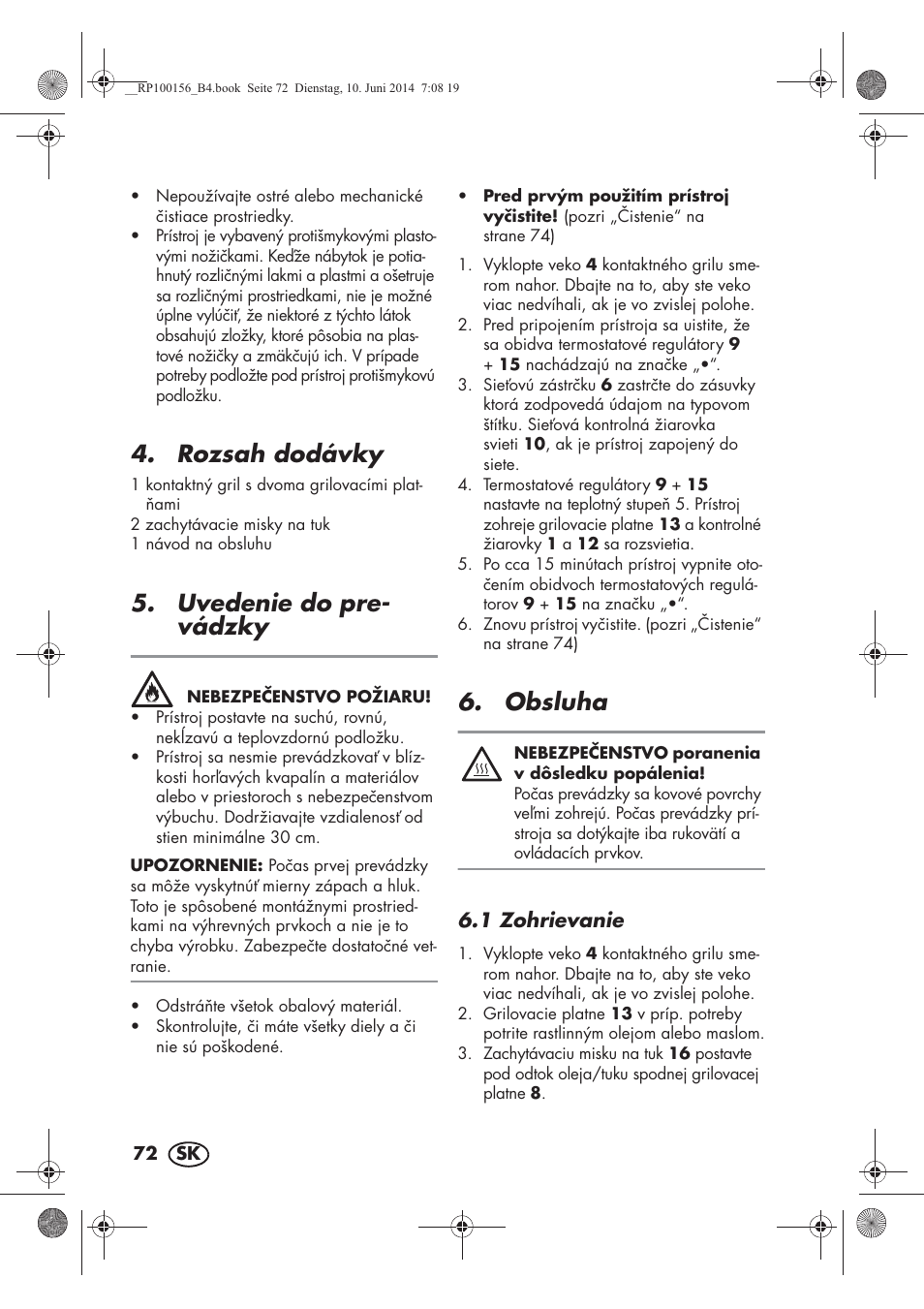 Rozsah dodávky, Uvedenie do pre- vádzky, Obsluha | Silvercrest SKG 1700 A2 User Manual | Page 74 / 100