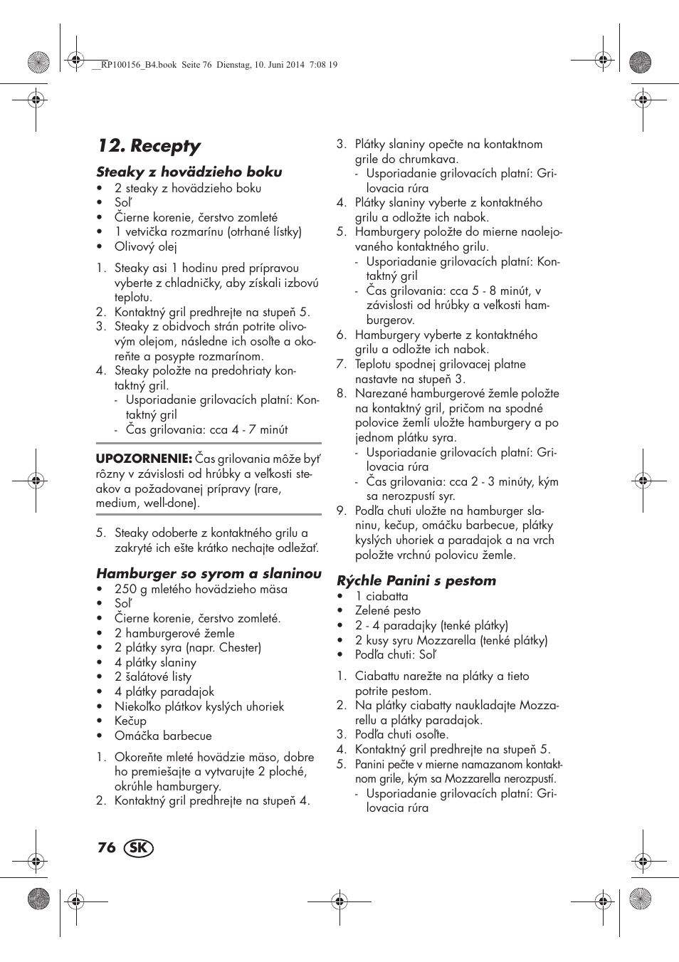 Recepty | Silvercrest SKG 1700 A2 User Manual | Page 78 / 100