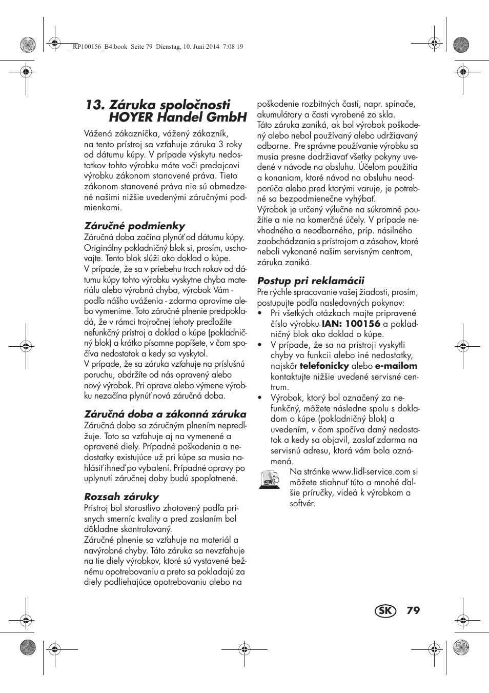 Záruka spolonosti hoyer handel gmbh | Silvercrest SKG 1700 A2 User Manual | Page 81 / 100