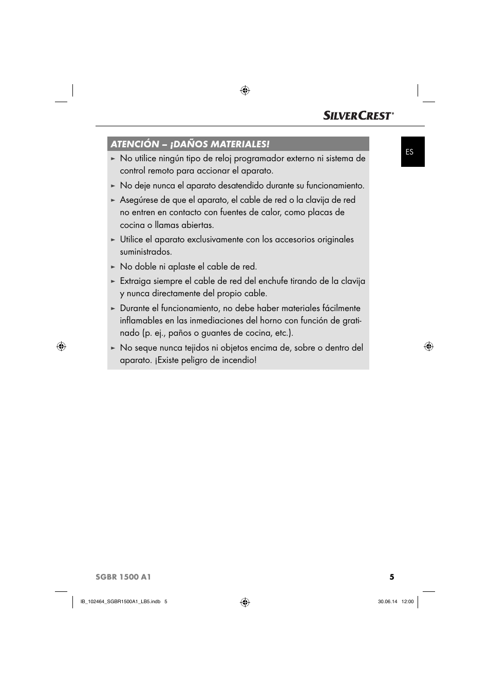 Atención – ¡daños materiales, No doble ni aplaste el cable de red | Silvercrest SGBR 1500 A1 User Manual | Page 8 / 60