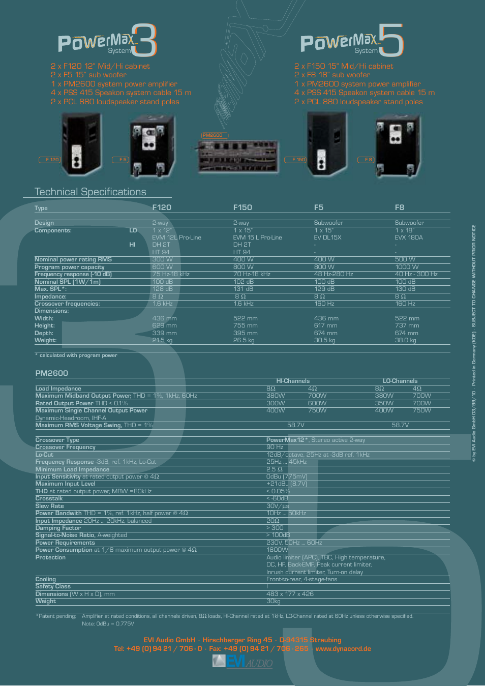 Technical specifications | Dynacord PowerMax PM 2600 User Manual | Page 4 / 4