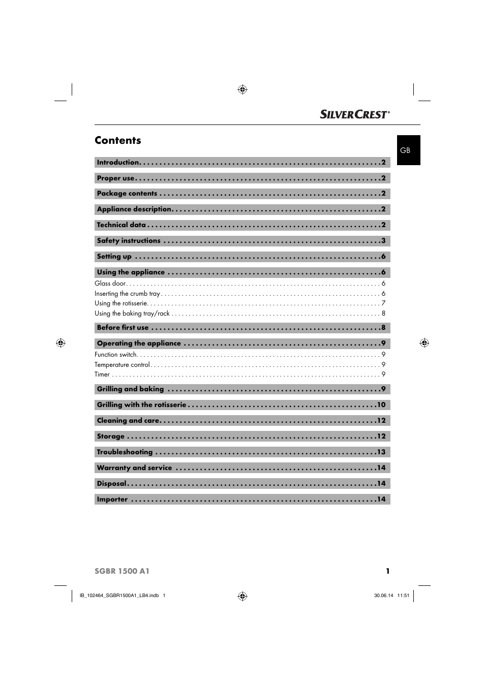 Silvercrest SGBR 1500 A1 User Manual | Page 4 / 88