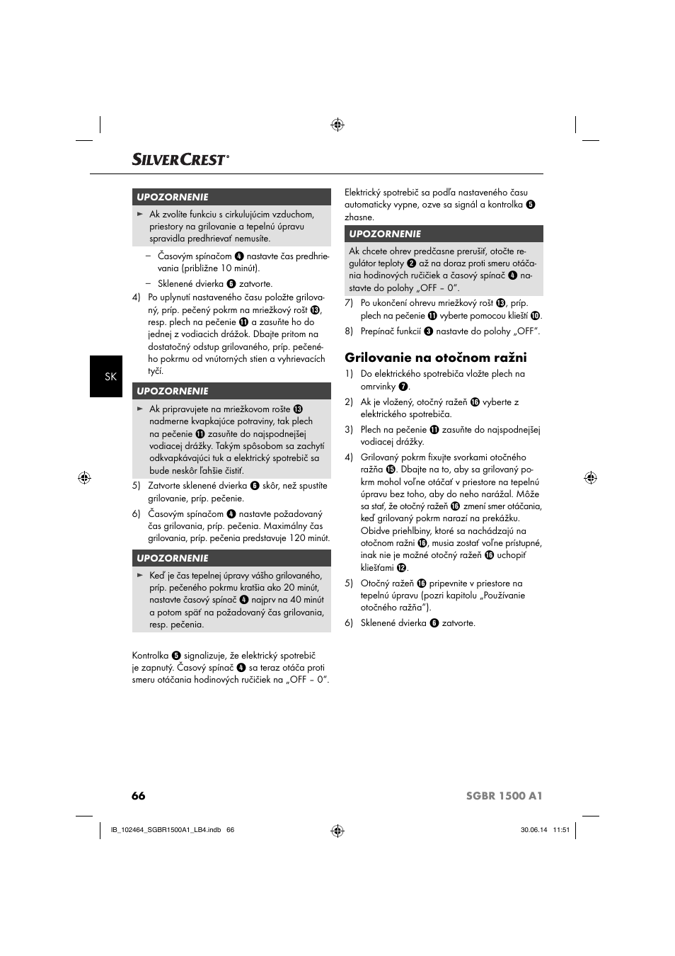 Grilovanie na otočnom ražni | Silvercrest SGBR 1500 A1 User Manual | Page 69 / 88