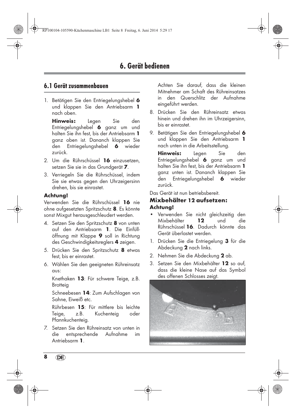 Gerät bedienen, 1 gerät zusammenbauen | Silvercrest SKMP 1200 A2 User Manual | Page 10 / 74