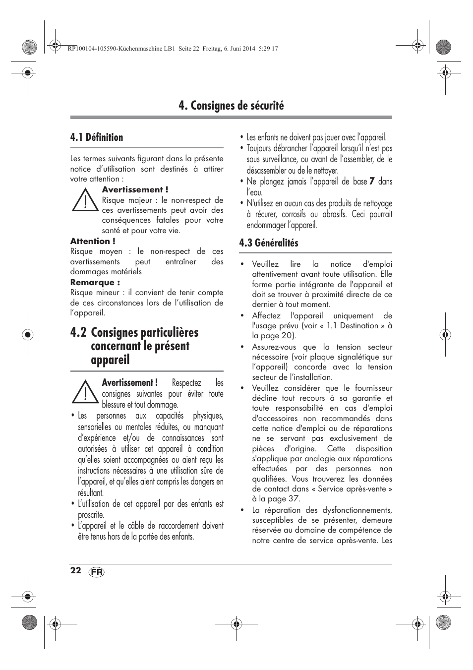 Consignes de sécurité | Silvercrest SKMP 1200 A2 User Manual | Page 24 / 74