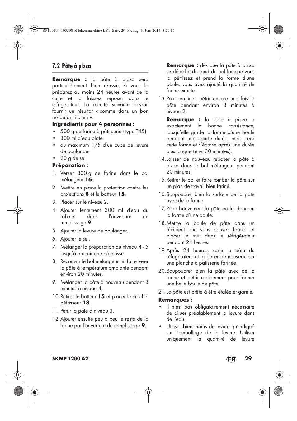 2 pâte à pizza | Silvercrest SKMP 1200 A2 User Manual | Page 31 / 74