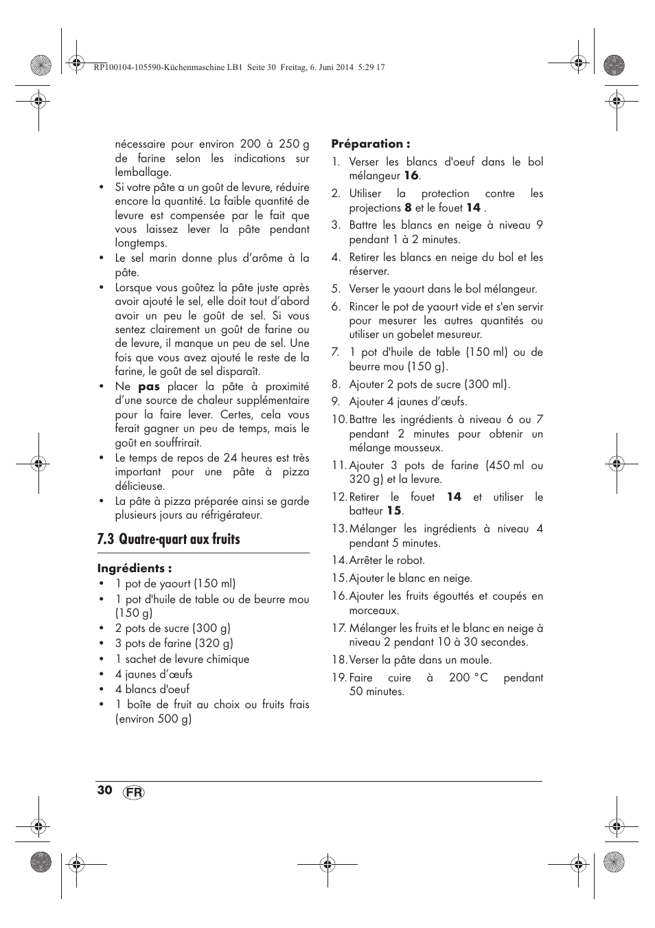 3 quatre-quart aux fruits | Silvercrest SKMP 1200 A2 User Manual | Page 32 / 74