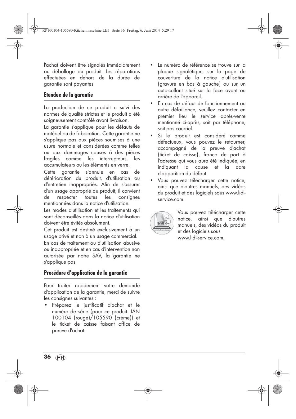 Etendue de la garantie, Procédure d'application de la garantie | Silvercrest SKMP 1200 A2 User Manual | Page 38 / 74