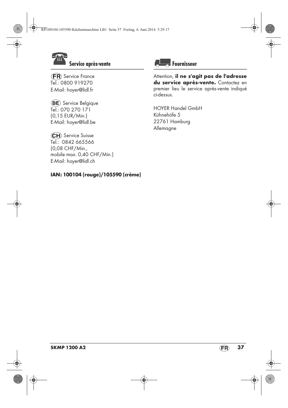 Service après-vente, Fournisseur | Silvercrest SKMP 1200 A2 User Manual | Page 39 / 74