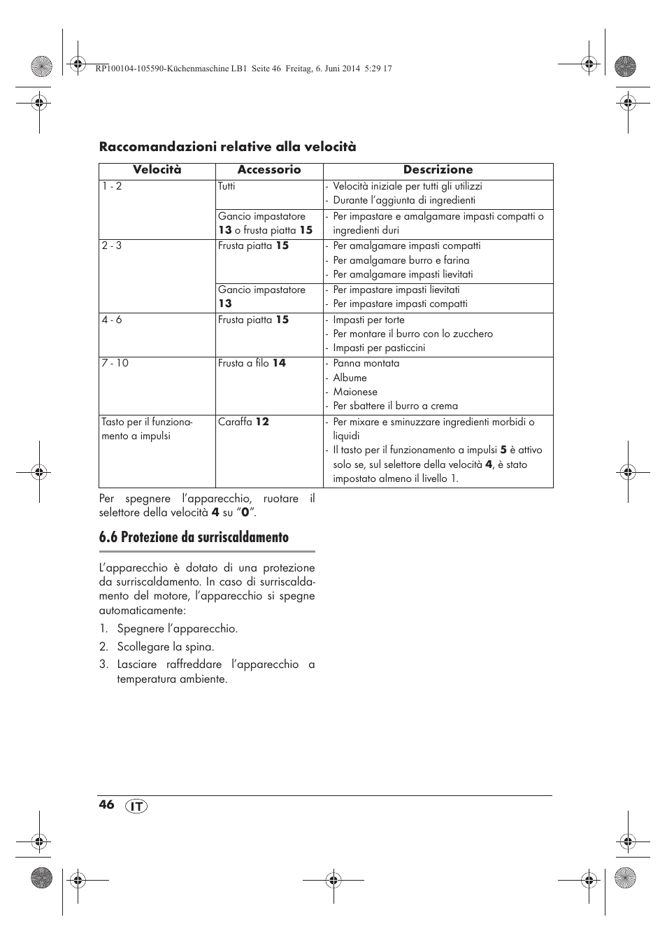 6 protezione da surriscaldamento | Silvercrest SKMP 1200 A2 User Manual | Page 48 / 74