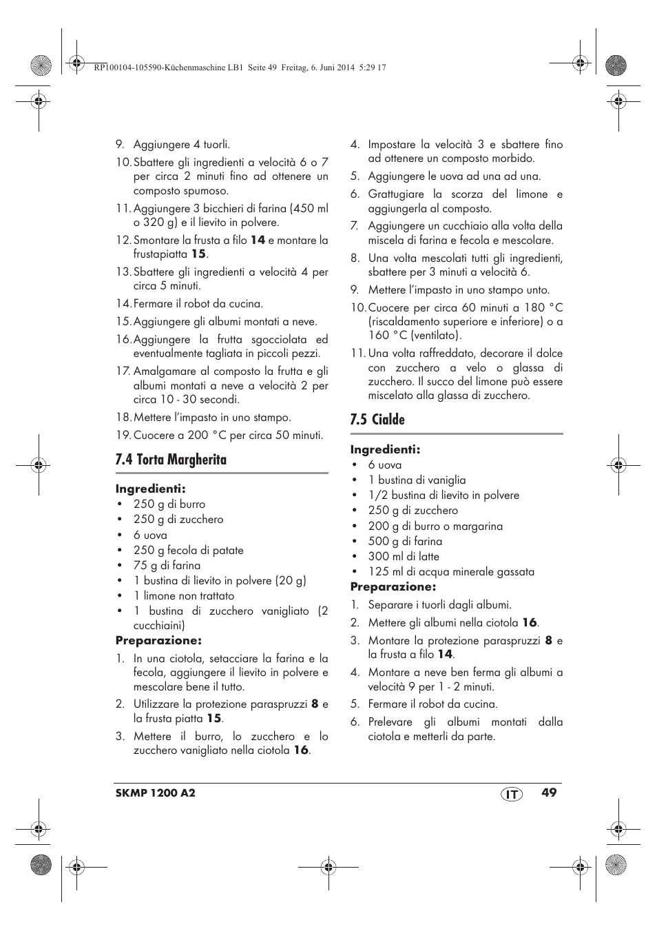 4 torta margherita, 5 cialde | Silvercrest SKMP 1200 A2 User Manual | Page 51 / 74