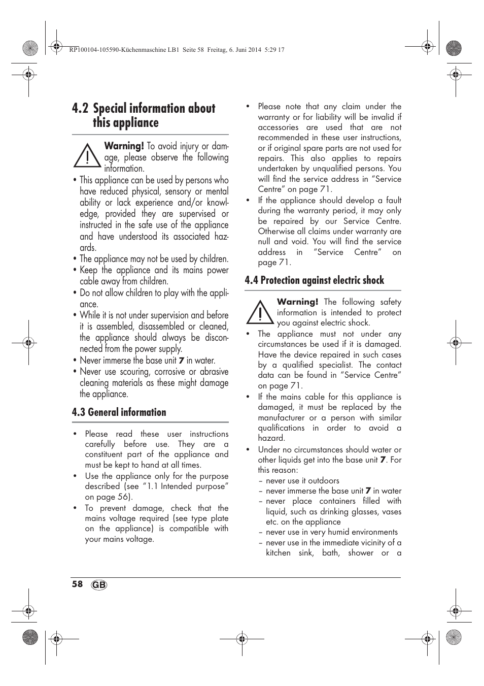 2 special information about this appliance | Silvercrest SKMP 1200 A2 User Manual | Page 60 / 74