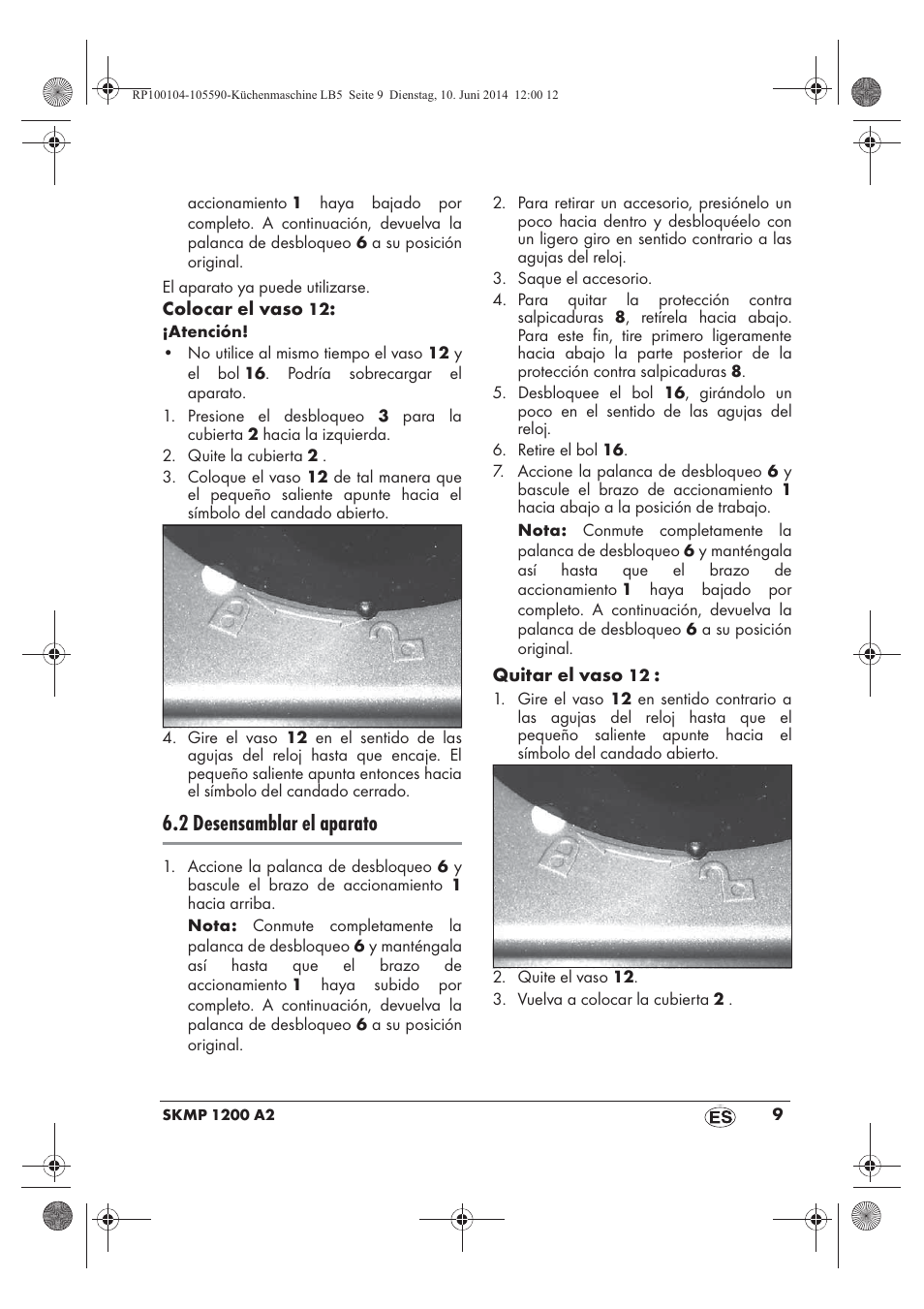 2 desensamblar el aparato | Silvercrest SKMP 1200 A2 User Manual | Page 11 / 94