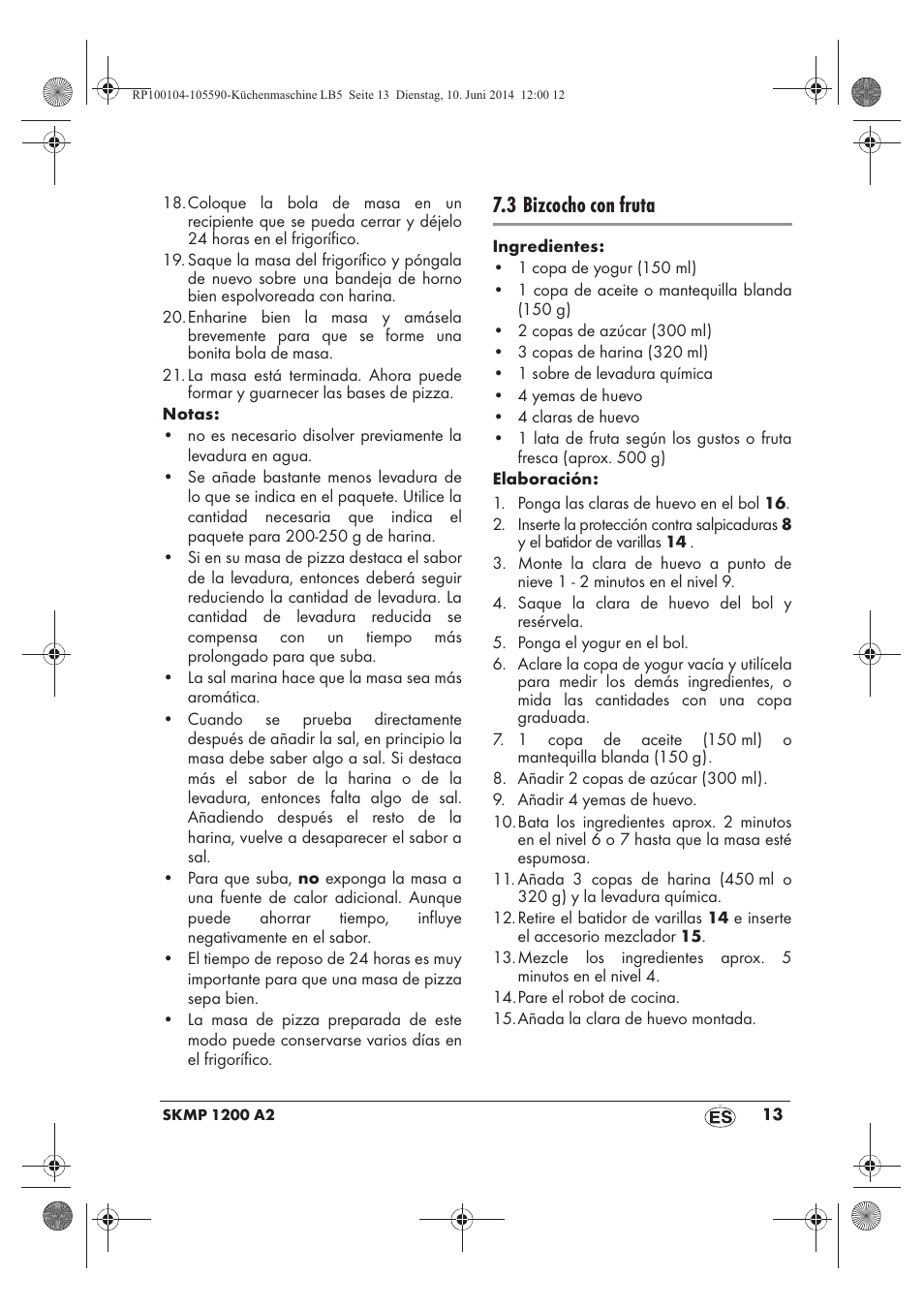 3 bizcocho con fruta | Silvercrest SKMP 1200 A2 User Manual | Page 15 / 94