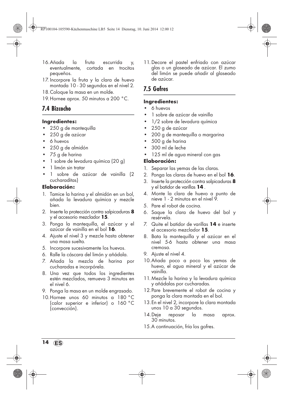 4 bizcocho, 5 gofres | Silvercrest SKMP 1200 A2 User Manual | Page 16 / 94