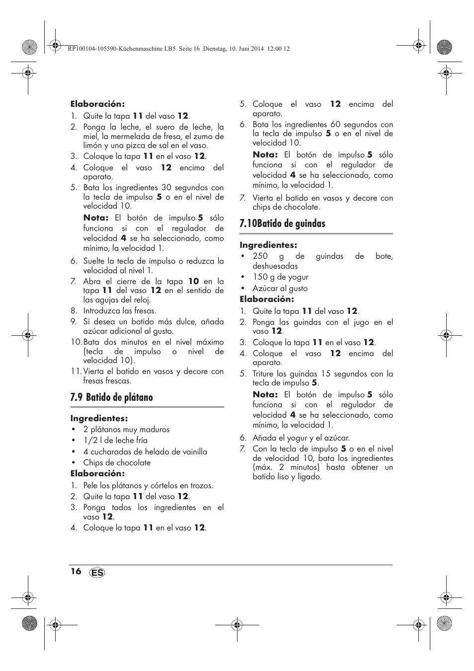 9 batido de plátano, 10batido de guindas | Silvercrest SKMP 1200 A2 User Manual | Page 18 / 94