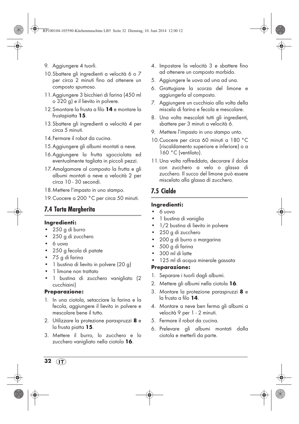 4 torta margherita, 5 cialde | Silvercrest SKMP 1200 A2 User Manual | Page 34 / 94