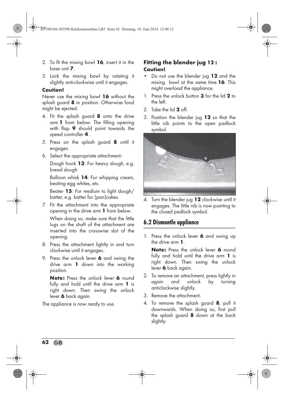 2 dismantle appliance | Silvercrest SKMP 1200 A2 User Manual | Page 64 / 94