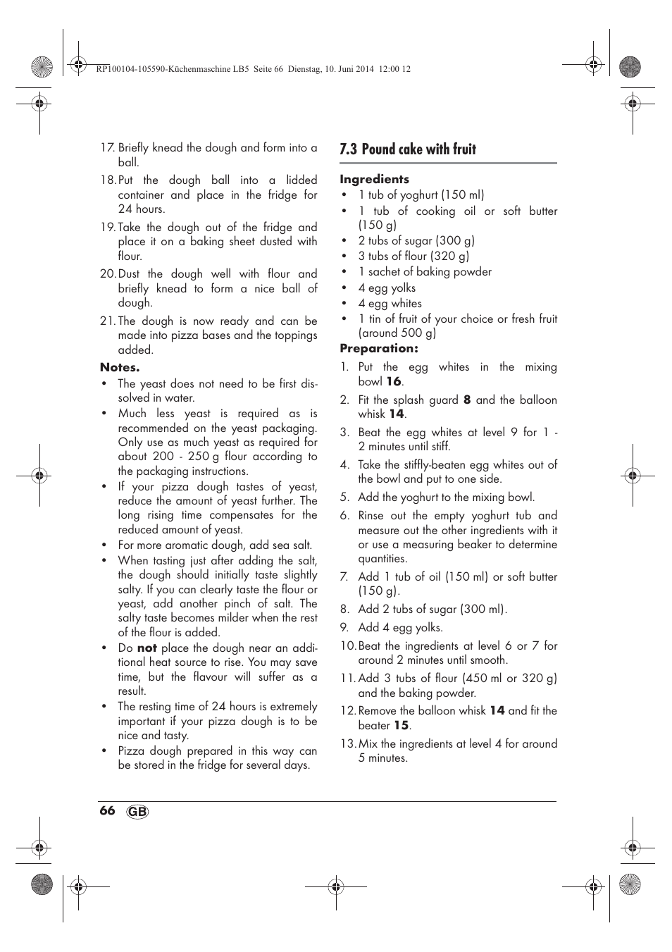 3 pound cake with fruit | Silvercrest SKMP 1200 A2 User Manual | Page 68 / 94