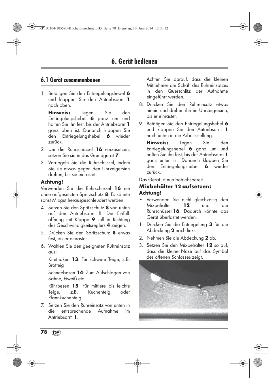 Gerät bedienen, 1 gerät zusammenbauen | Silvercrest SKMP 1200 A2 User Manual | Page 80 / 94