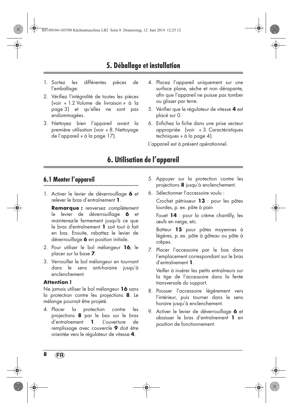 Déballage et installation, Utilisation de l’appareil, 1 monter l’appareil | Silvercrest SKMP 1200 A2 User Manual | Page 10 / 74