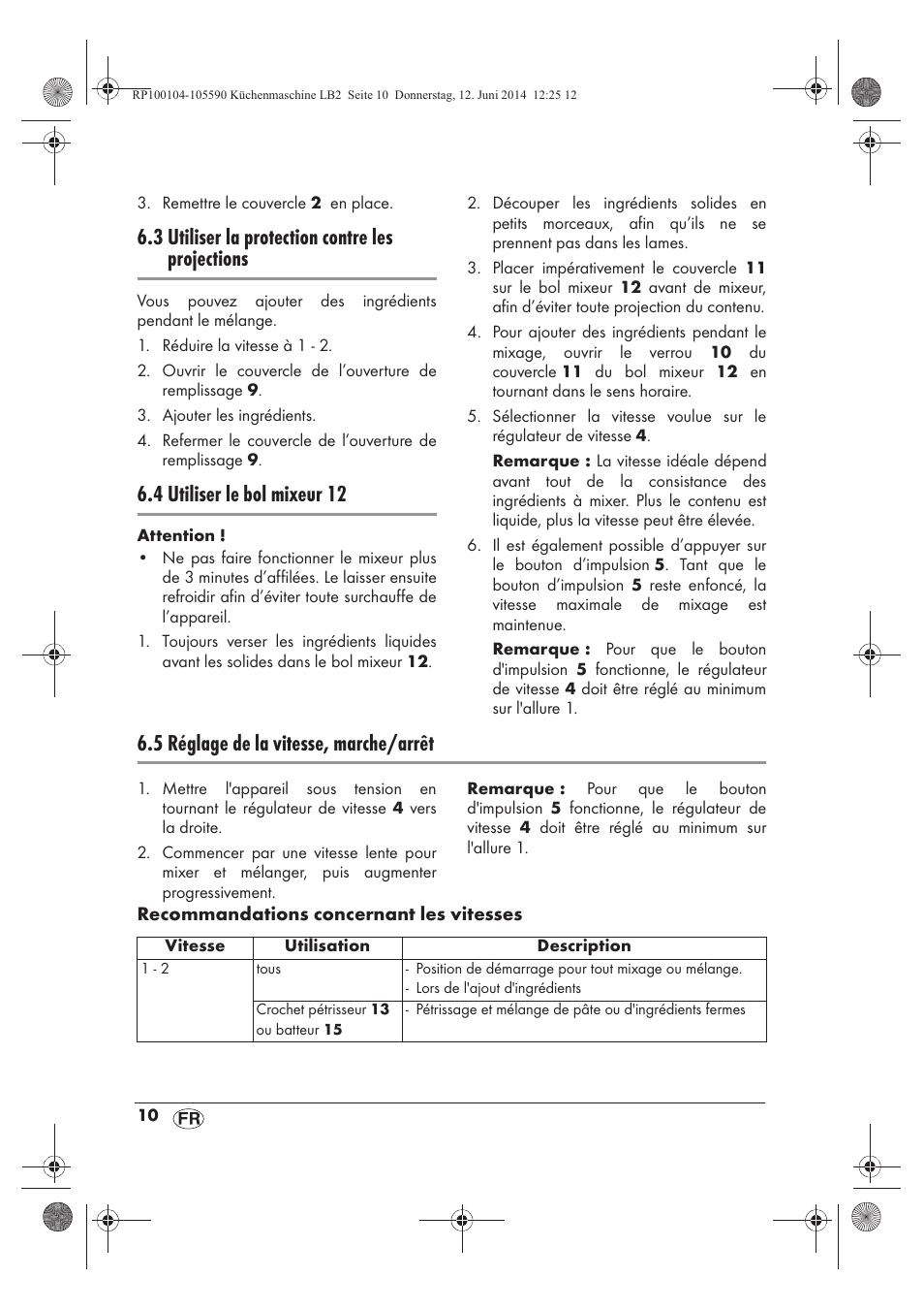 3 utiliser la protection contre les projections, 4 utiliser le bol mixeur 12, 5 réglage de la vitesse, marche/arrêt | Silvercrest SKMP 1200 A2 User Manual | Page 12 / 74