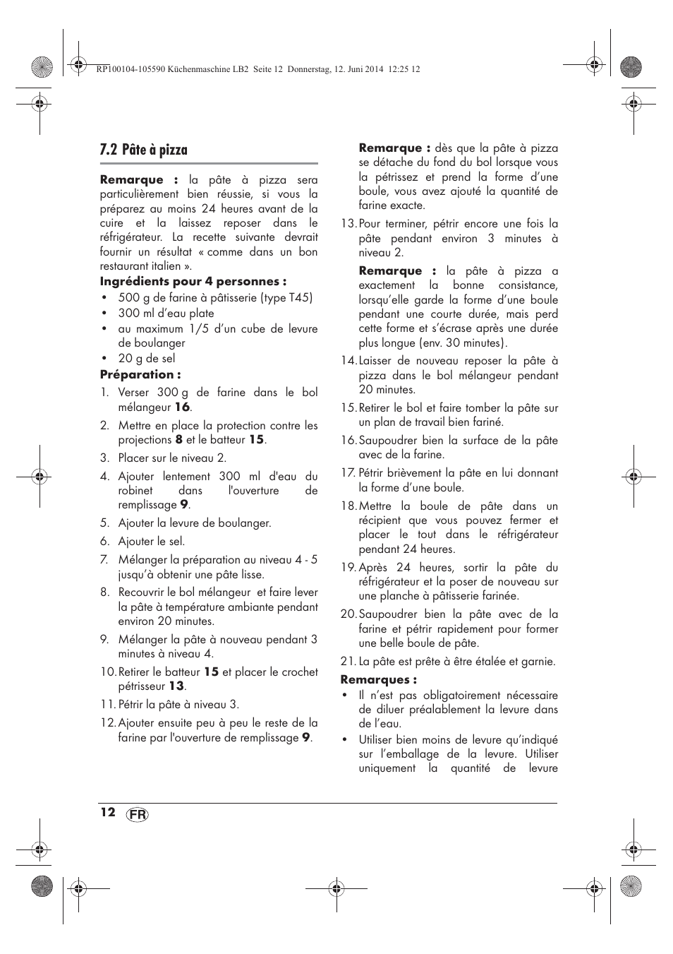 2 pâte à pizza | Silvercrest SKMP 1200 A2 User Manual | Page 14 / 74