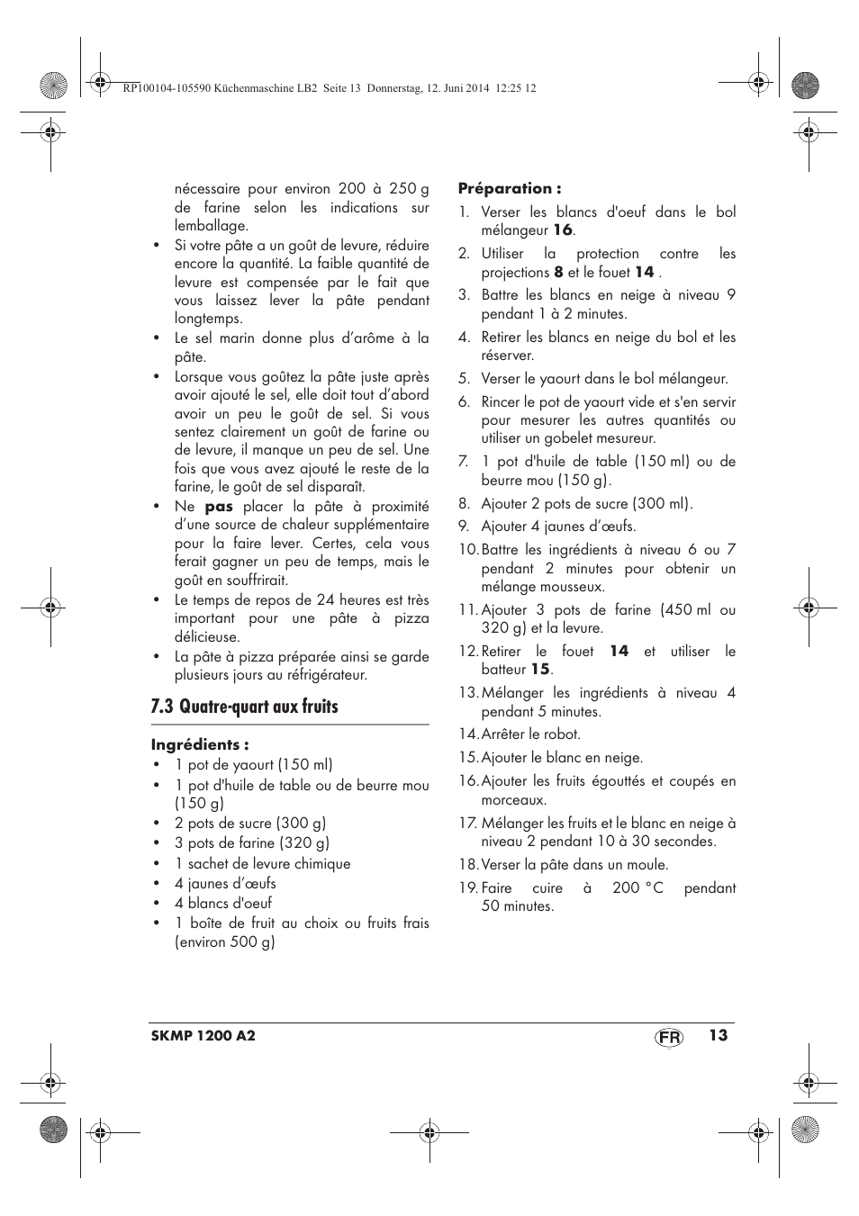 3 quatre-quart aux fruits | Silvercrest SKMP 1200 A2 User Manual | Page 15 / 74