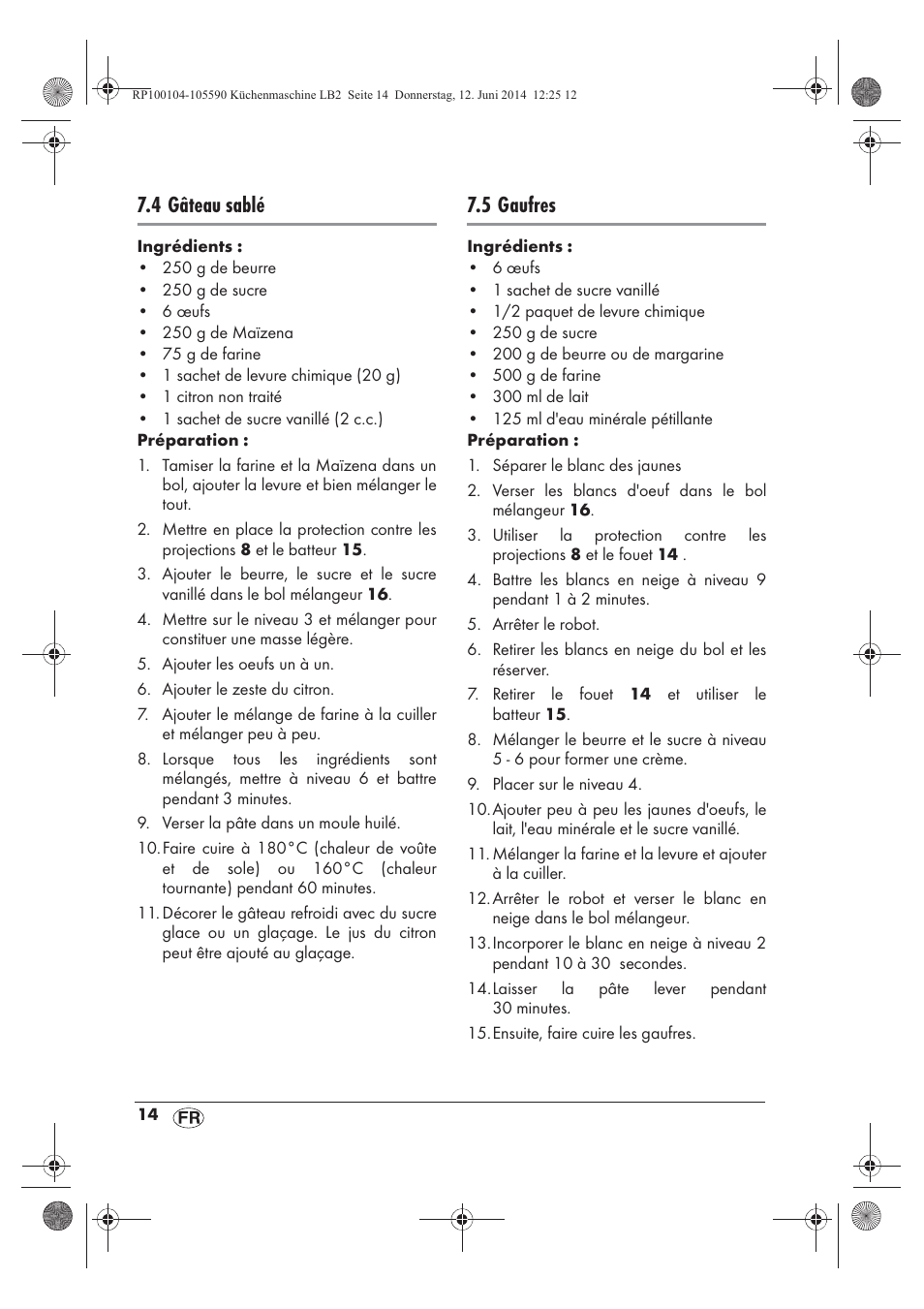 4 gâteau sablé, 5 gaufres | Silvercrest SKMP 1200 A2 User Manual | Page 16 / 74