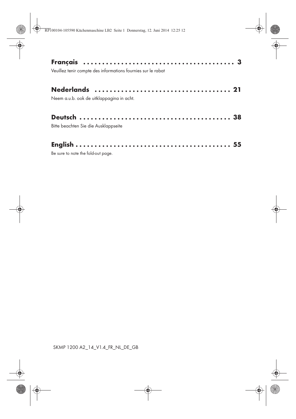 Français, Nederlands, Deutsch | English | Silvercrest SKMP 1200 A2 User Manual | Page 2 / 74