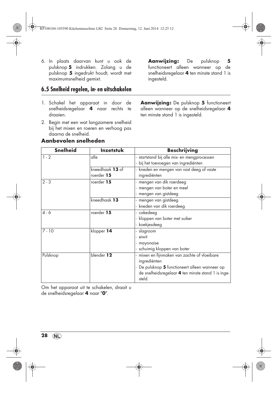 5 snelheid regelen, in- en uitschakelen | Silvercrest SKMP 1200 A2 User Manual | Page 30 / 74