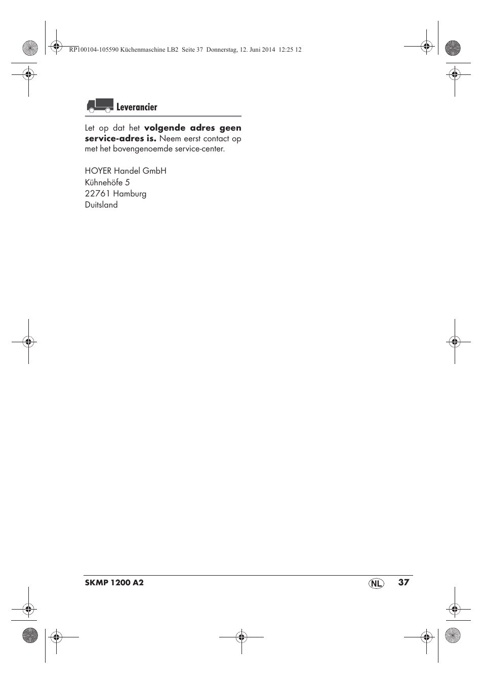 Leverancier | Silvercrest SKMP 1200 A2 User Manual | Page 39 / 74