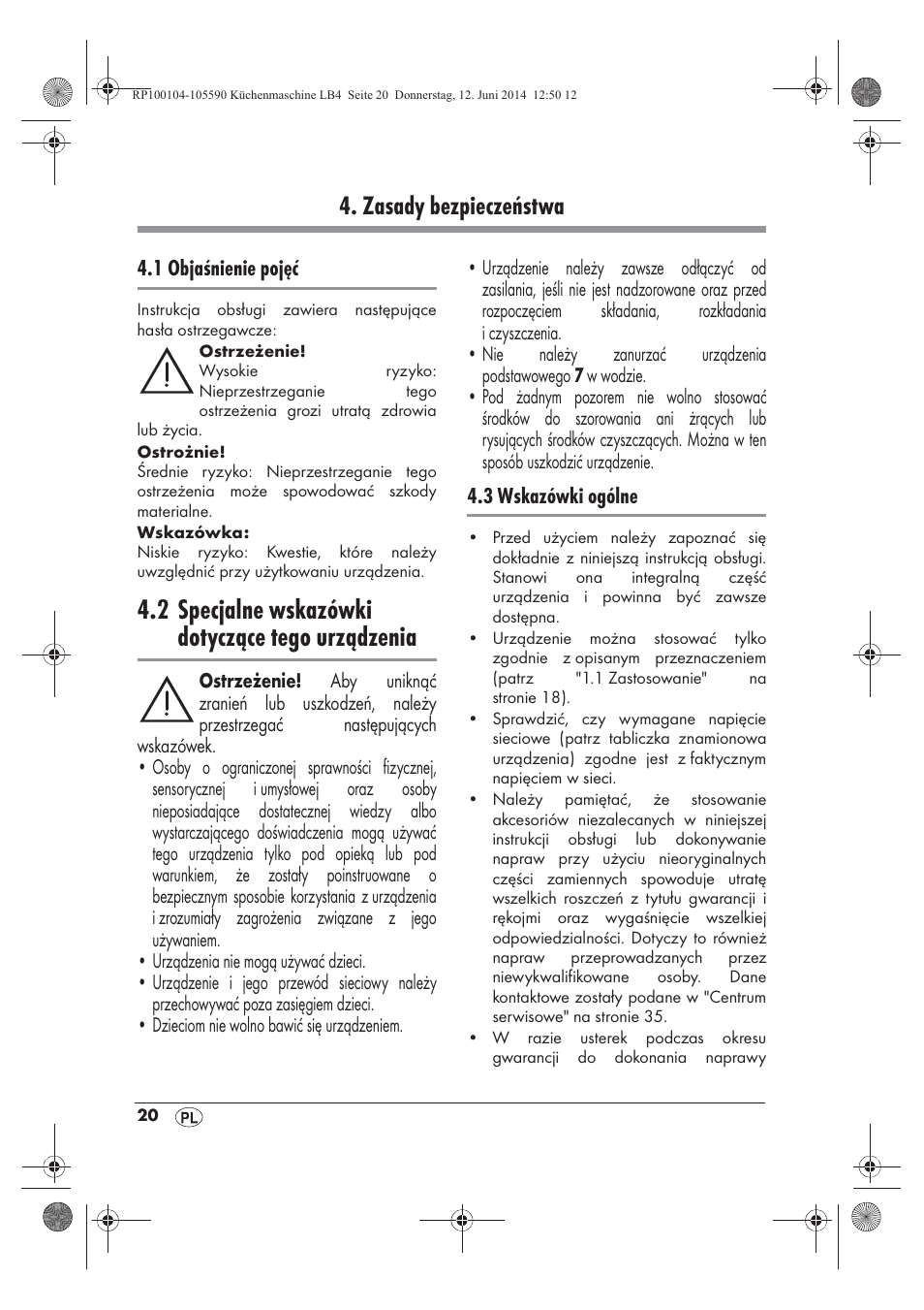 2 specjalne wskazówki dotyczące tego urządzenia, Zasady bezpieczeństwa | Silvercrest SKMP 1200 A2 User Manual | Page 22 / 122