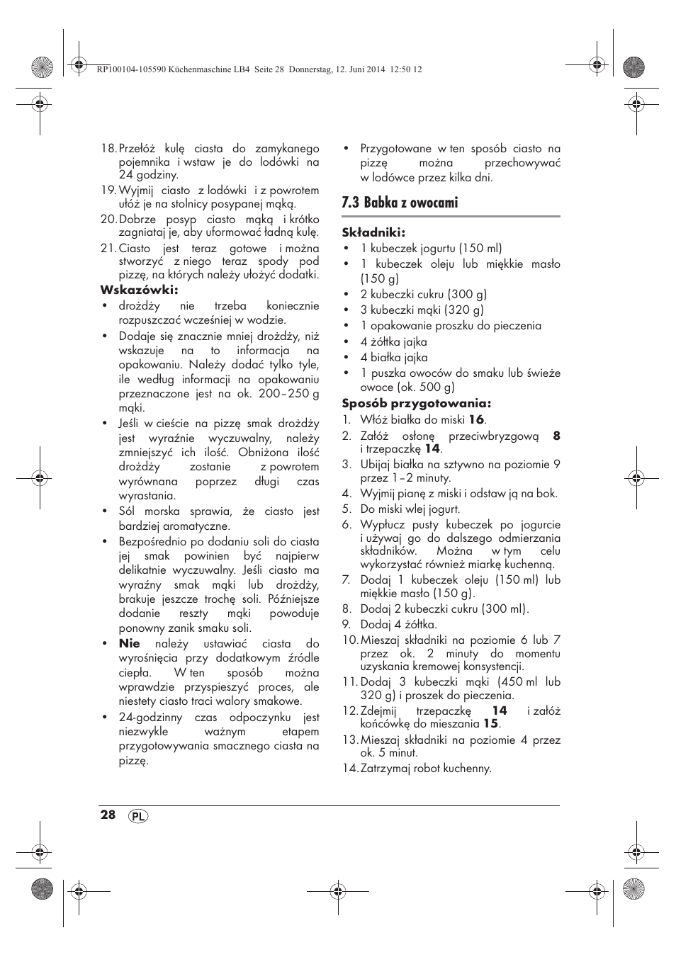 3 babka z owocami | Silvercrest SKMP 1200 A2 User Manual | Page 30 / 122