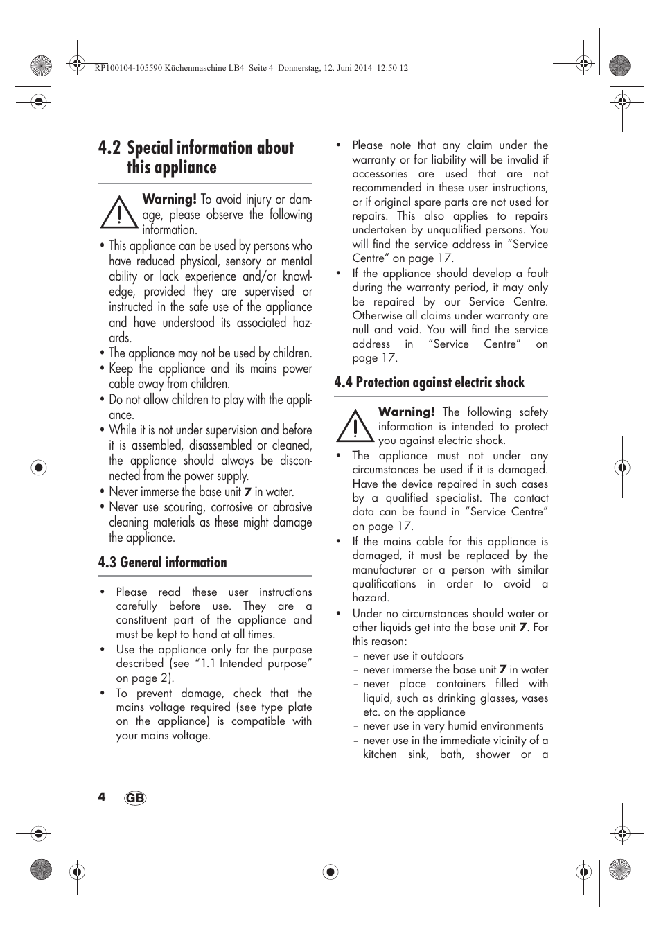 2 special information about this appliance | Silvercrest SKMP 1200 A2 User Manual | Page 6 / 122