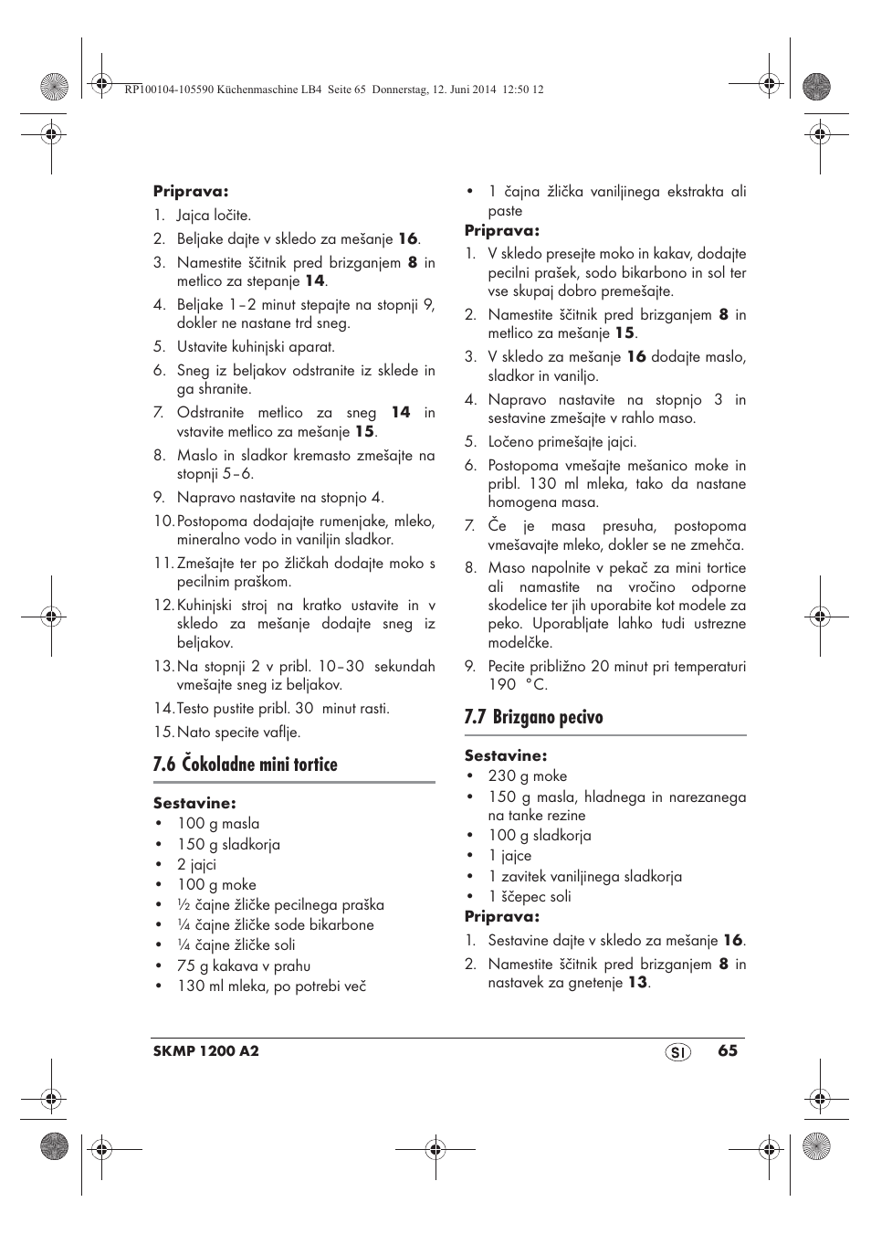 6 čokoladne mini tortice, 7 brizgano pecivo | Silvercrest SKMP 1200 A2 User Manual | Page 67 / 122