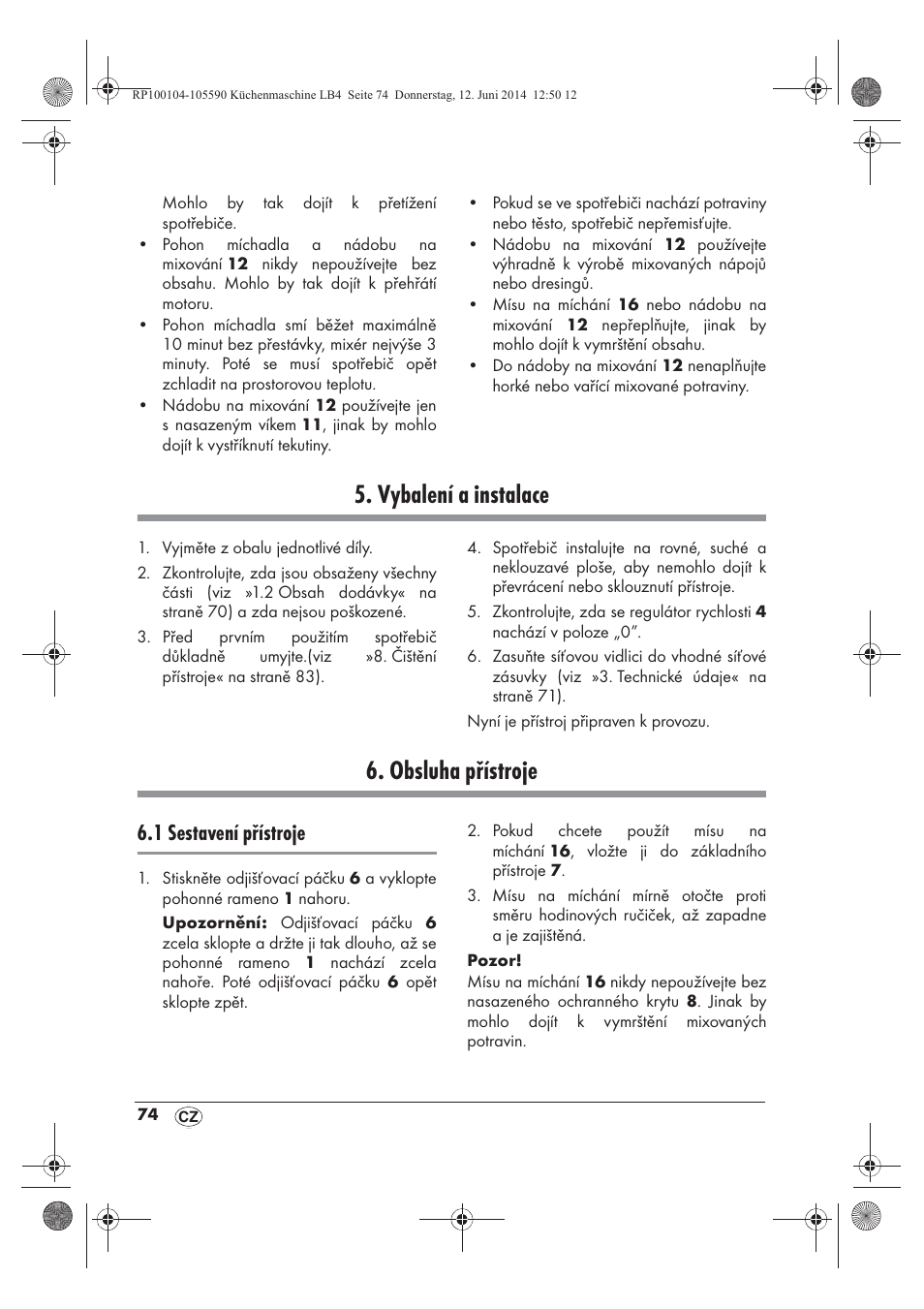 Vybalení a instalace, Obsluha přístroje, 1 sestavení přístroje | Silvercrest SKMP 1200 A2 User Manual | Page 76 / 122