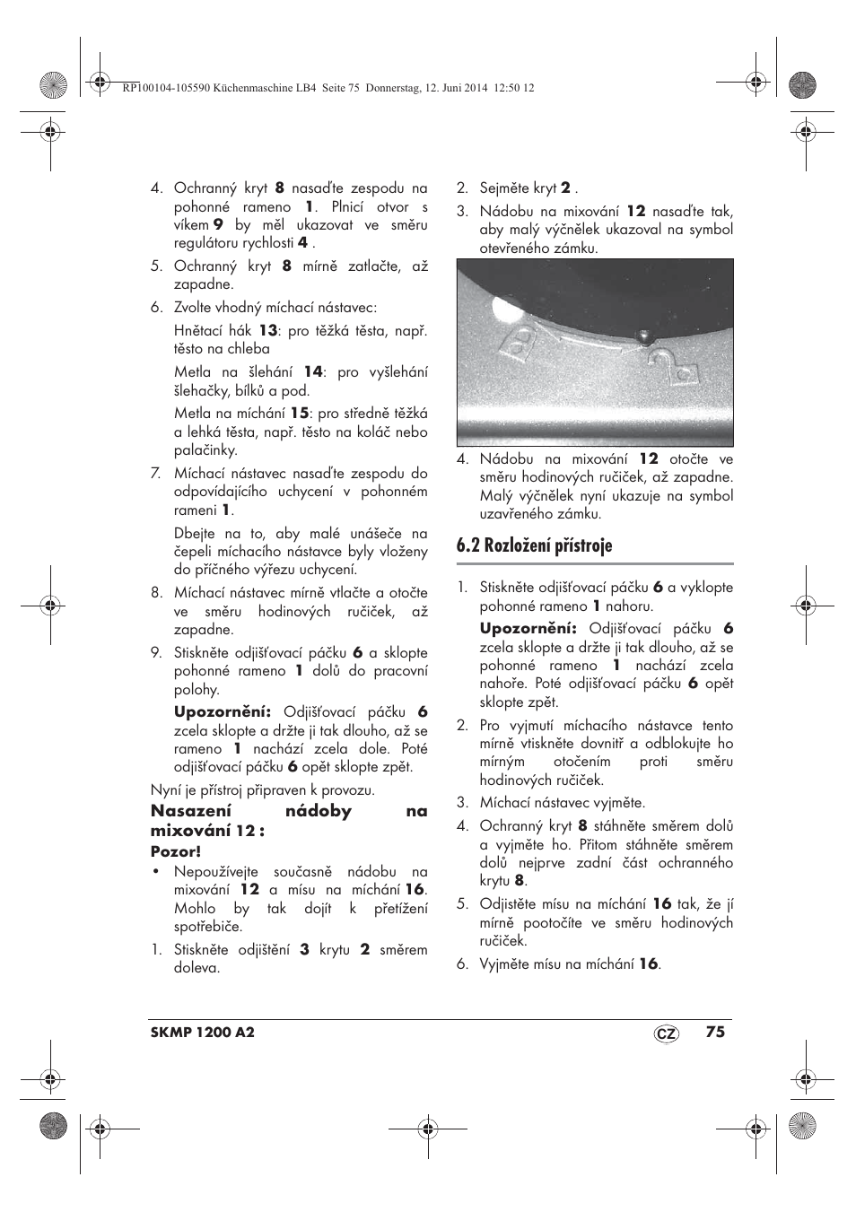 2 rozložení přístroje | Silvercrest SKMP 1200 A2 User Manual | Page 77 / 122