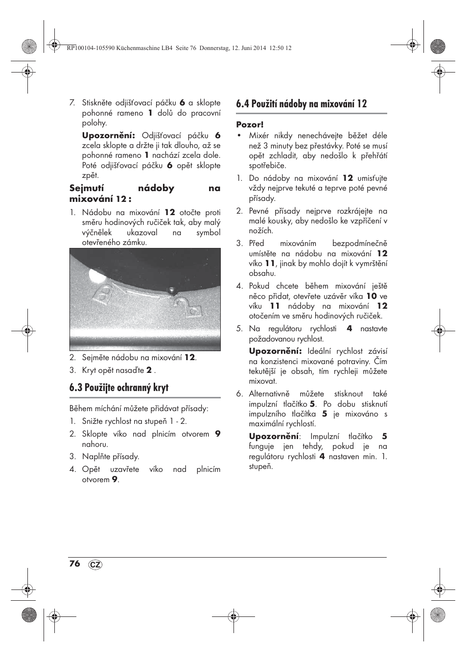 3 použijte ochranný kryt, 4 použití nádoby na mixování 12 | Silvercrest SKMP 1200 A2 User Manual | Page 78 / 122
