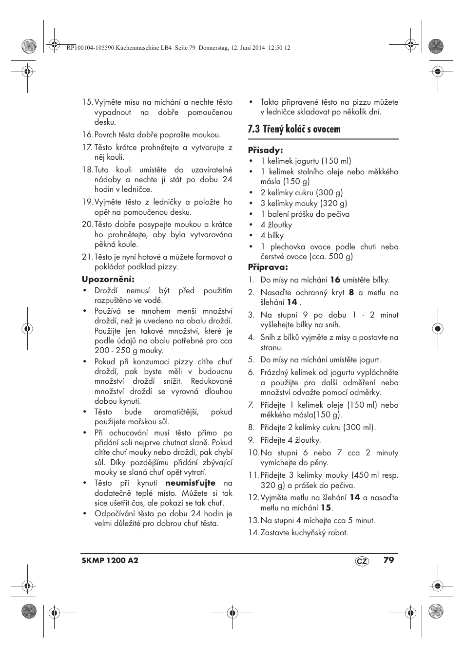 3 třený koláč s ovocem | Silvercrest SKMP 1200 A2 User Manual | Page 81 / 122