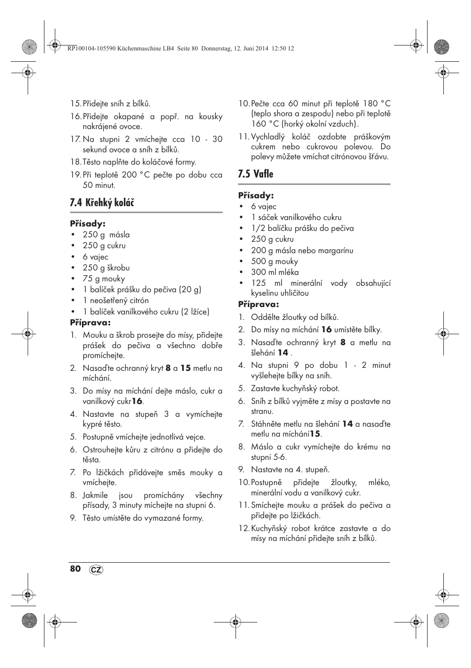 4 křehký koláč, 5 vafle | Silvercrest SKMP 1200 A2 User Manual | Page 82 / 122