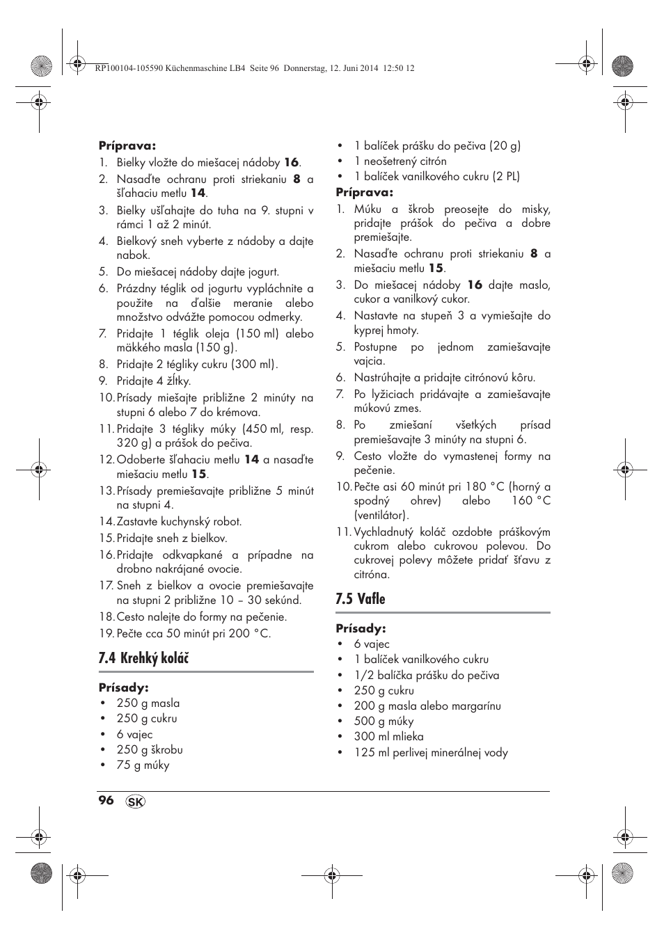 4 krehký koláč, 5 vafle | Silvercrest SKMP 1200 A2 User Manual | Page 98 / 122