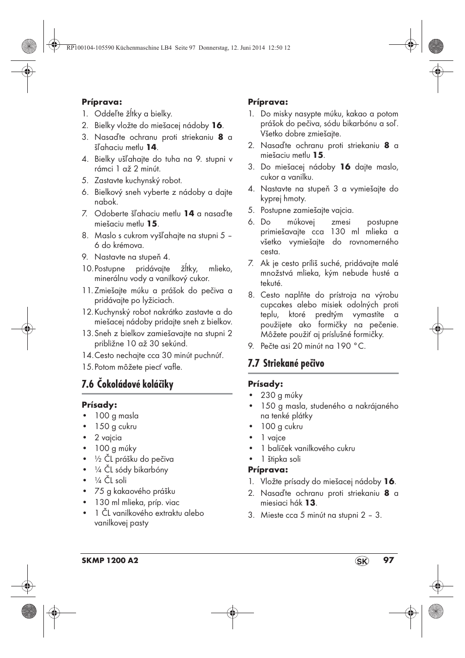 6 čokoládové koláčiky, 7 striekané pečivo | Silvercrest SKMP 1200 A2 User Manual | Page 99 / 122