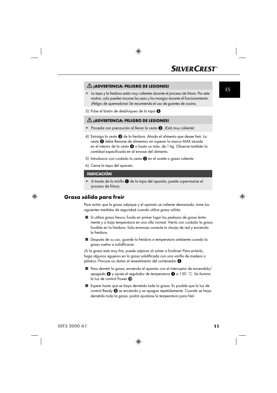 Grasa sólida para freír | Silvercrest SEF3 2000 A1 User Manual | Page 14 / 104